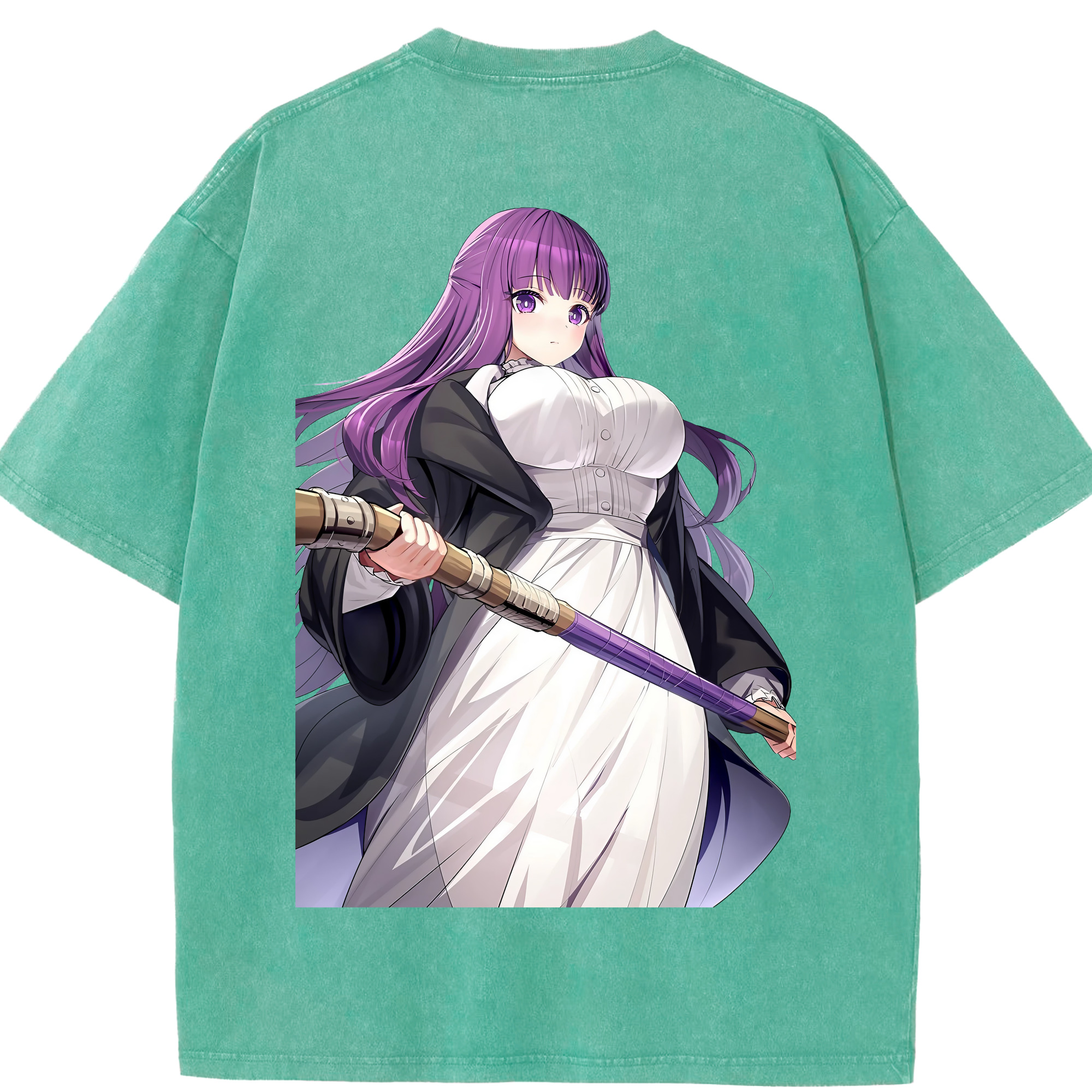 （画像用） 葬送のフリーレン Frieren 綿100% ヴィンテージ風 半袖Tシャツ（背面プリント）